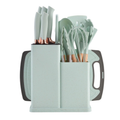 Kit 19 Peças de Utensílios Em Silicone Com Cabo de Madeira