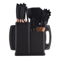 Kit 19 Peças de Utensílios Em Silicone Com Cabo de Madeira
