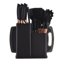 Kit 19 Peças de Utensílios Em Silicone Com Cabo de Madeira