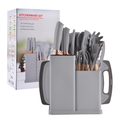 Kit 19 Peças de Utensílios Em Silicone Com Cabo de Madeira