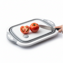 Tábua com Bacia Retrátil Silicone Escorredor Cozinha Multifuncional Tábua de Corte 3 em 1